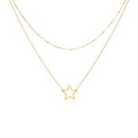 cadena estrella doble fila de acero inoxidable dorado