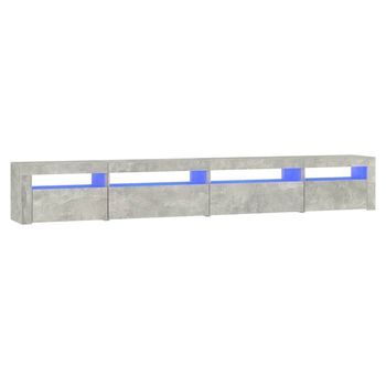 Mueble De Tv Con Luces Led Gris Hormigón 270x35x40 Cm Vidaxl