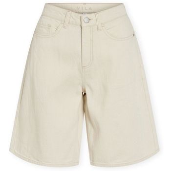 Vila Short Maj Denim Shorts - Ecru para mujer