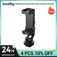 smallrig pc-t1 abrazadera metalica para telefono con triple soporte de zapata fria y ajuste de angulo flexible para smartphones de 56 a 80 mm de ancho 6661