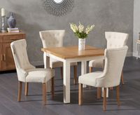 somerset 90cm flip top oak and cream painted dining table with camille cream fabric chairs - cream 2 chairs