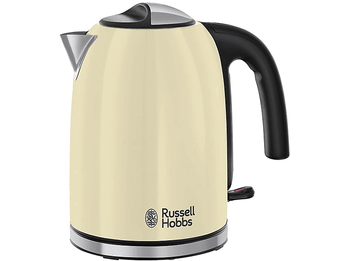 Hervidor de agua - Russell Hobbs Classic Cream Colours Plus+, 2400W, 1.7 L, Filtro lavable, Base