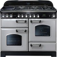 rangemaster classic deluxe 110 dual fuel range cooker - royal pearl  chrome