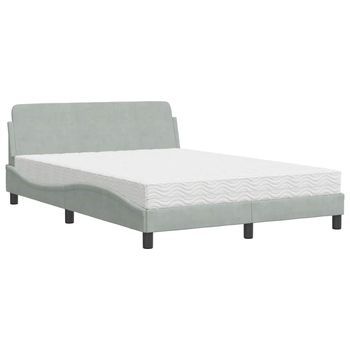 Cama Con Colchón Dover Terciopelo Gris Claro 140x190 Cm Vidaxl