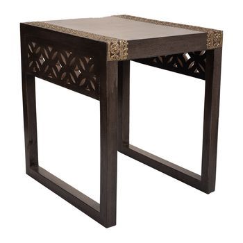 Mesa De Madera Y Metal Gris 35x40x43