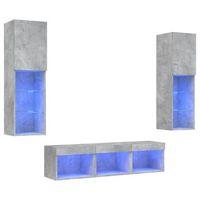 muebles tv  mueble de salon  gabinete de tv pared con led 5 pzas madera ingenieria gris hormigon
