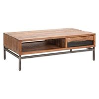 mesa de centro de madera marron con cajon cm 118x70x40