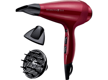 Secador - Remington Silk AC9096, 2400 W, 2 Velocidades, 3 Niveles, Revestimiento cerámico, Rojo