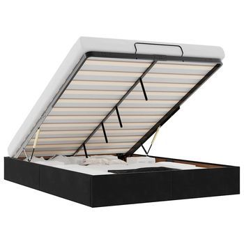 Estructura De Cama Otomana Sin Colchón Terciopelo Negro