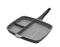 sarten grill 3 cuerpos en fundicion de aluminio gris y negro