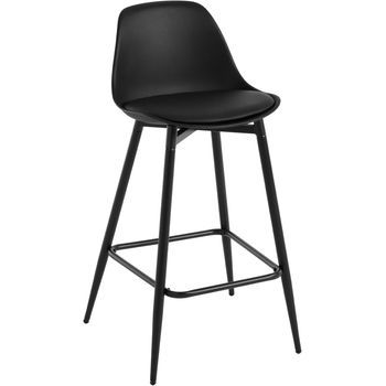 Taburete De Bar,asiento De Pp Y Estructura Metálica Con Reposapiés,43x42x86,5cm,negro,klihome