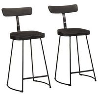 taburetes de barra 2 uds negro 49x43x88 cm madera maciza mango vidaxl