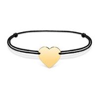 pulsera textil negra grabada con corazon dorada