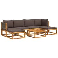conjunto de sofa de jardin de 7 piezas con cojines de madera de acacia y cuerda vidaxl