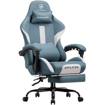 Silla Gaming Ergonómica GTPLAYER Reclinable 135° Reposapiés Azul