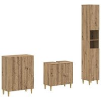 juego de armarios de bano de 3 piezas delft roble artisan vidaxl