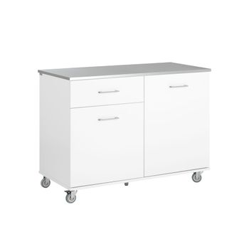 Isla de cocina con 1 cajón y 2 puertas madera blanco