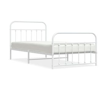 Estructura cama metal con cabecero y pie cama blanca 107x203 cm con cabecero y pie de cama