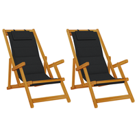 sillas de playa plegables 2 uds madera acacia y textileno negro cfw510976
