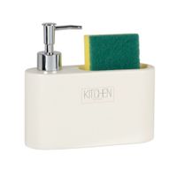 dispensador de lavavajillas con portaesponjas de ceramica beigenegra