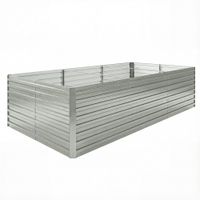 outsunny jardinera exterior jardinera elevada galvanizada borde de seguridad y fondo abierto 240 x 120 x 60 cm gris plateado   aosom espana