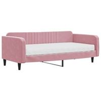 cama individual  sofa cama con colchon terciopelo rosa 100x200 cm cfw83175
