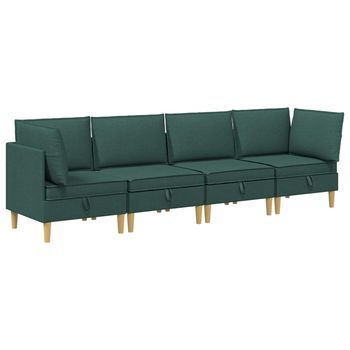Juego De Sofá Modular Con Almacenamiento 4 Uds. Verde Oscuro Vidaxl