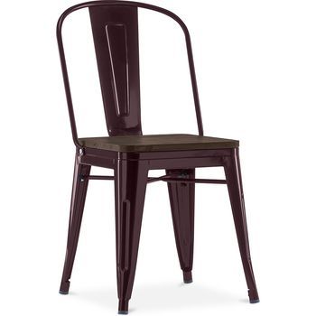 Silla De Comedor - Diseño Industrial - Madera Y Acero - Stylix Bronce