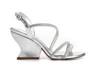 sandalias asimetricas efecto laminado con pedreria silver