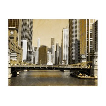 Papel Pintado 3d - Chicago's Bridge (vintage Effect) (300x231 Cm)