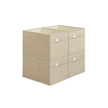 Cajas Almacenaje de Armario Asas Plegables Tejido Oxford y Tejido Aspecto Lino Lavables, Beige Arena / 4
