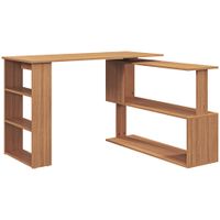 homcom escritorio en l con estanteria mesa de escritorio con estantes para oficina estudio 120x110x745 cm color arce   aosom espana
