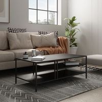 mesa de centro kumlinge rectangular 40x110x55 cm - negro encasa