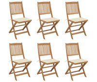 sillas de jardin plegables 6 unidades y cojines madera maciza acacia