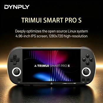 TRIMUI SMART PRO S Consola de Juegos Portátil con Pantalla IPS de 4.96'', Procesador Allwinner A523, Joystick Hall, Iluminación RGB, Reproductor de Juegos TG5050