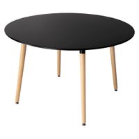 mesa de comedor redonda negra de estilo escandinavo de madera de haya