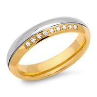 anillo de acero parcialmente chapado en oro 5mm circonita