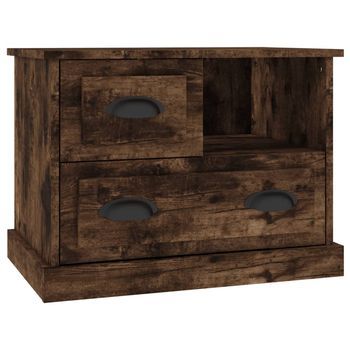 Mesita De Noche | Mesa Auxiliar | Mesilla Color Roble Ahumado 60x39x45 Cm