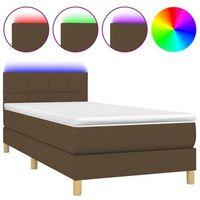 cama individual  cama para adultos  cama box spring con colchon led tela marron oscuro 80x200 cm