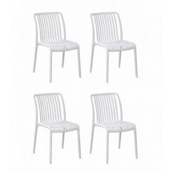 Pack De 4 Sillas Solenia Para Interior O Exterior Apilables De Polipropileno Ligeras En Color Blanco 76x42x55 Cm