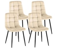 juego de 4 sillas de comedor antibes terciopelo blanco crema 55x45x84 cm