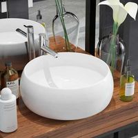 vidaxl lavabo redondo de ceramica 40x15 cm blanco