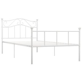 Cama Individual | Cama Para Adultos | Estructura De Cama De Metal Blanco 100x200 Cm