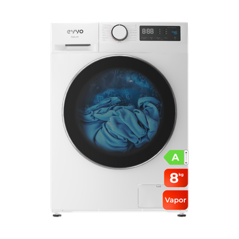 EVVO Lavadora 8 kg carga frontal Nature 8, 1350 rpm, Clase energética A, Motor Inverter, tambor diamante ePROTECT, Vapor