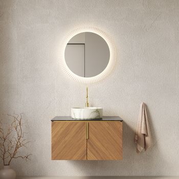 Mueble De Baño Con Lavabo - Armario Suspendido - Contrachapado - Marrón (76x50x53.1cm)