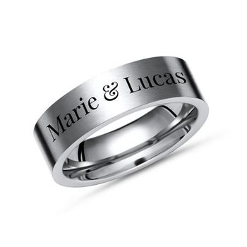 Anillo de titanio con grabado láser individual 7 mm