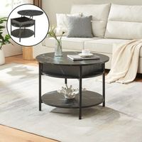 mesa de centro kandas con tablero elevable 70x49 cm - efecto marmol negro encasa