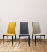 pack 6 sillas comedor color mostaza asiento y respaldo rellenos espuma