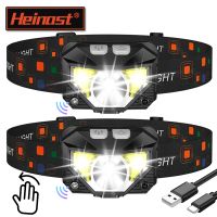 potente linterna frontal con sensor led linterna frontal recargable por usb linterna frontal para busqueda de acampada linterna frontal para pesca