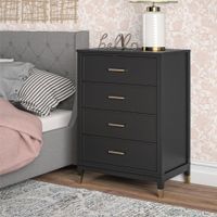 comoda con 4 cajones en efecto de madera negro